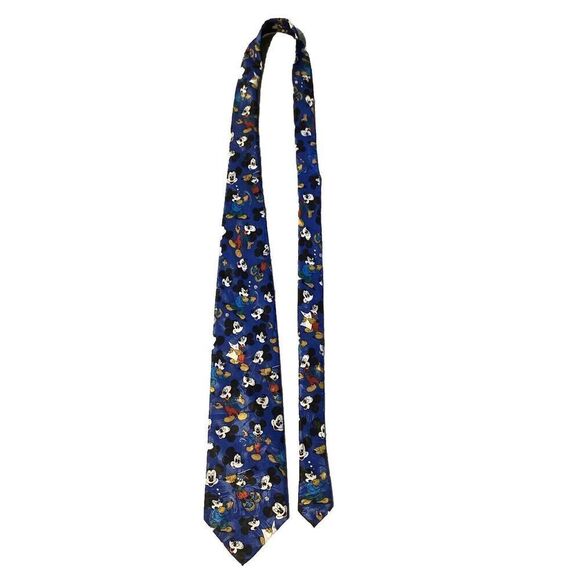 DISNEY MICKEY UNLIMITED DARKBLUE RED MICKEY MOUSE POLY NECKTIE TIE - Picture 1 of 5